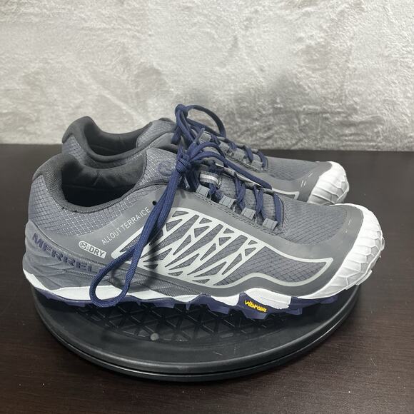Merrell Womens Size 9 Allout Terra Ice Gray Vibram Hiking Shoes NO INSOLES - Picture 1 of 10